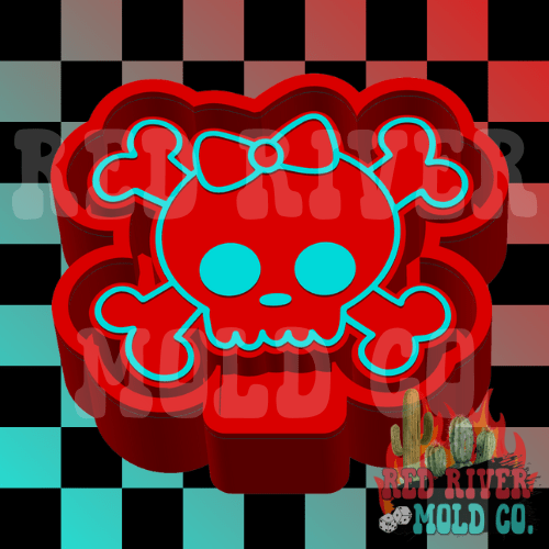 Skeleton Cross Bones with a bow Silicone Freshie Mold - Red River Mold Co