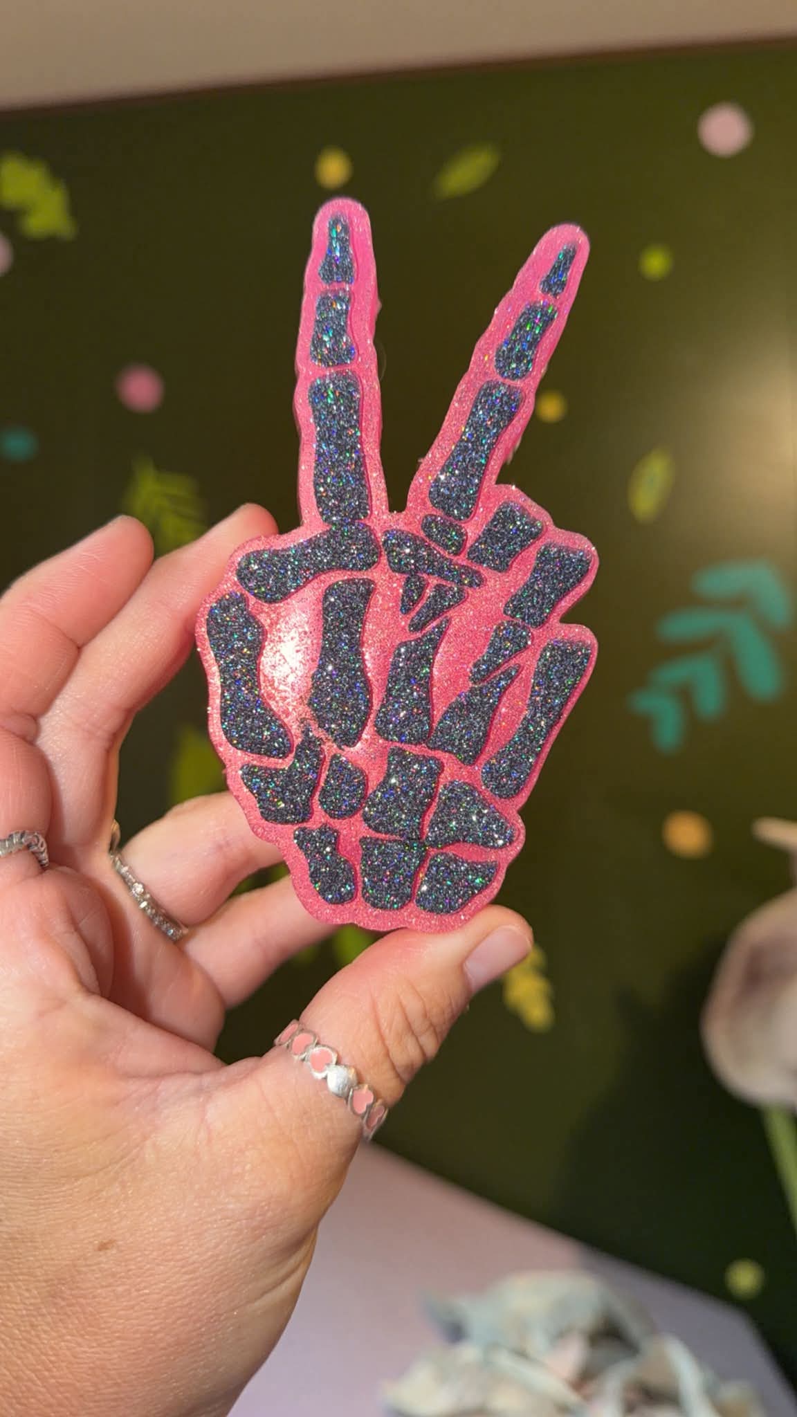 Skeleton peace hand Silicone Freshie Mold - Red River Mold Co