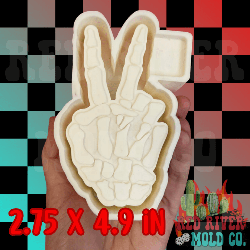 Skeleton peace hand Silicone Freshie Mold - Red River Mold Co