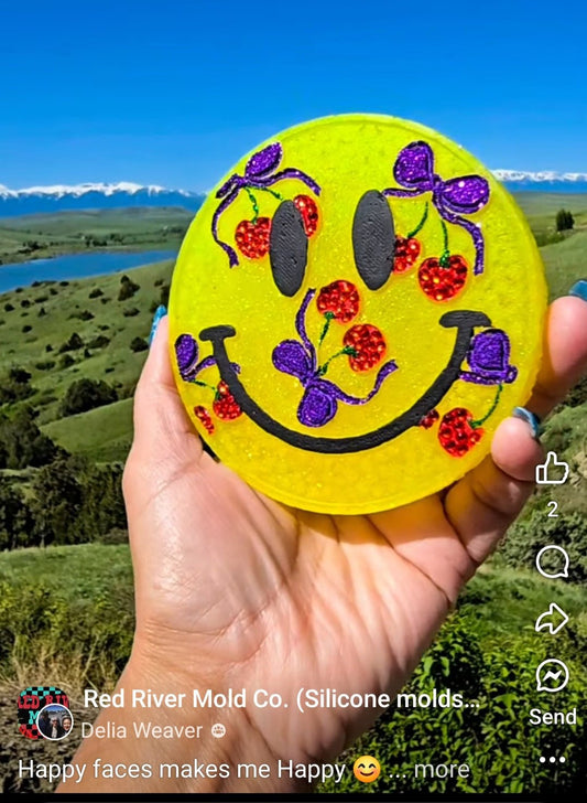 Smiley face with Cherries Silicone Freshie Mold - Red River Mold Co