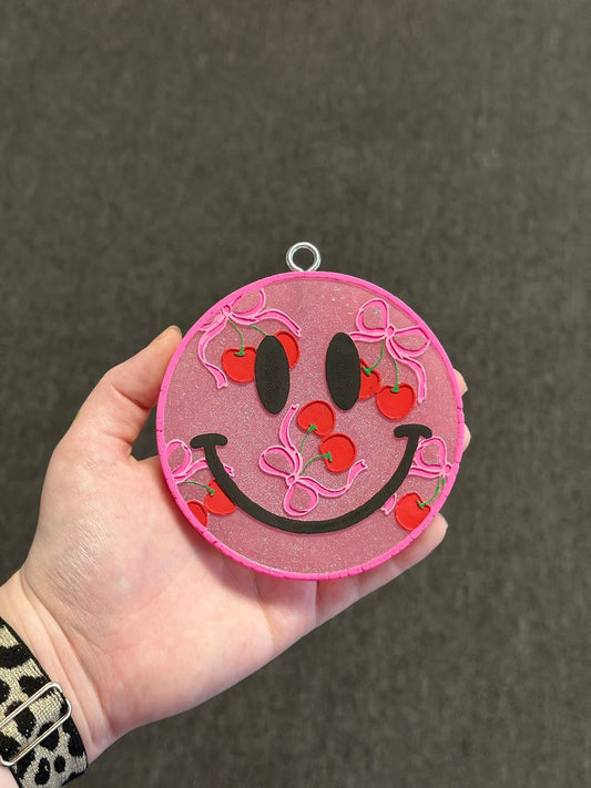 Smiley face with Cherries Silicone Freshie Mold - Red River Mold Co