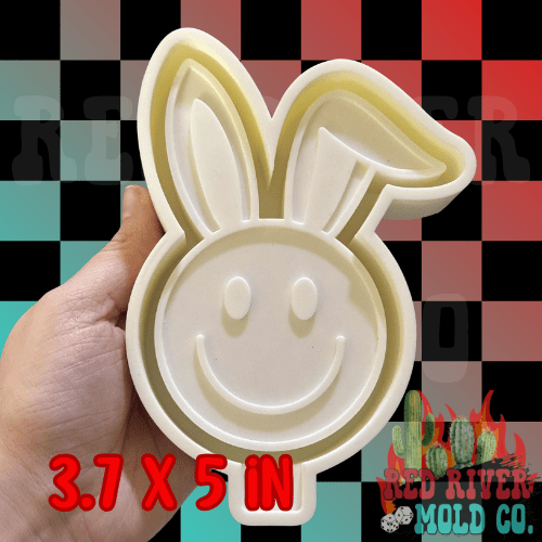 Smiley With Bunny Ears Silicone Freshie Mold - Red River Mold Co