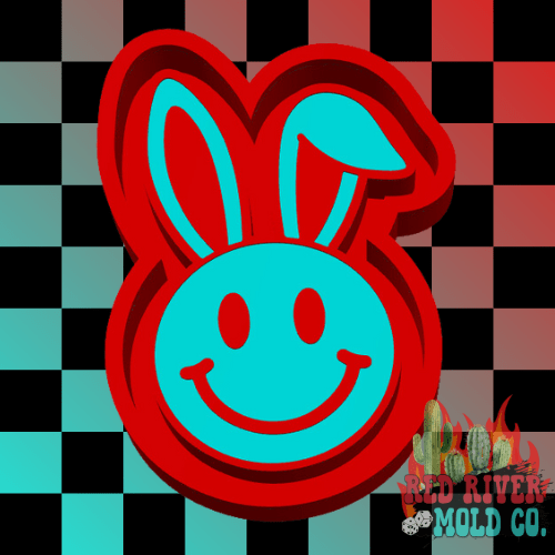 Smiley With Bunny Ears Silicone Freshie Mold (AGS Mold) - Red River Mold Co