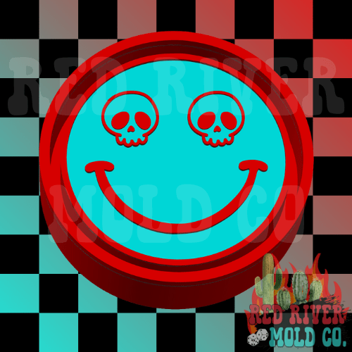 Smiley With Skeleton Eyes Silicone Freshie Mold - Red River Mold Co