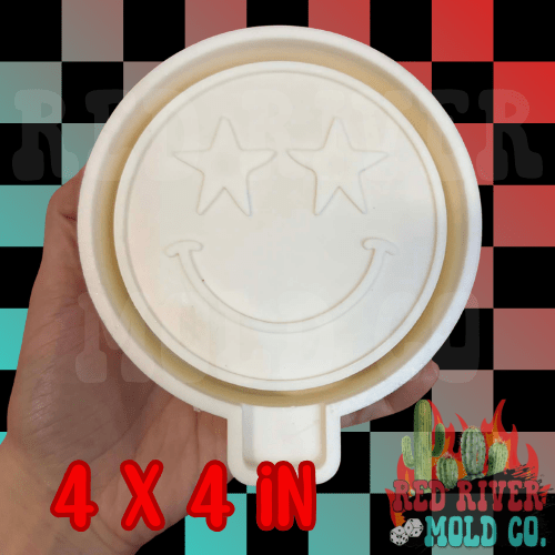 Smiley with star eyes Silicone Freshie Mold - Red River Mold Co