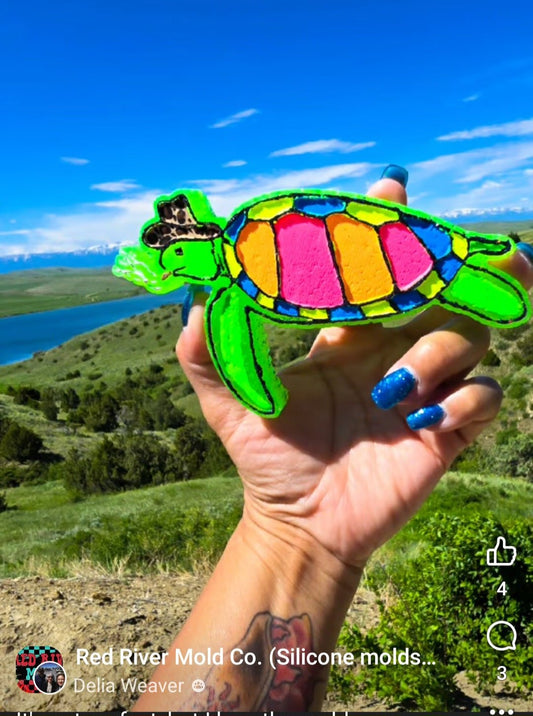 Smoking Cowboy Sea Turtle Silicone Freshie Mold - Red River Mold Co