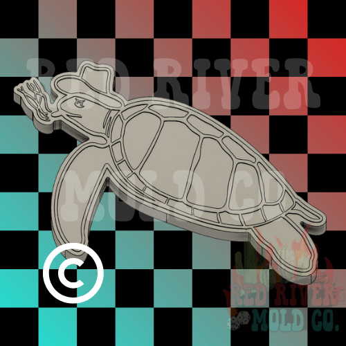 Smoking Cowboy Sea Turtle Silicone Freshie Mold - Red River Mold Co