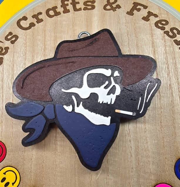 Smoking Cowboy Skeleton Silicone Freshie Mold - Red River Mold Co
