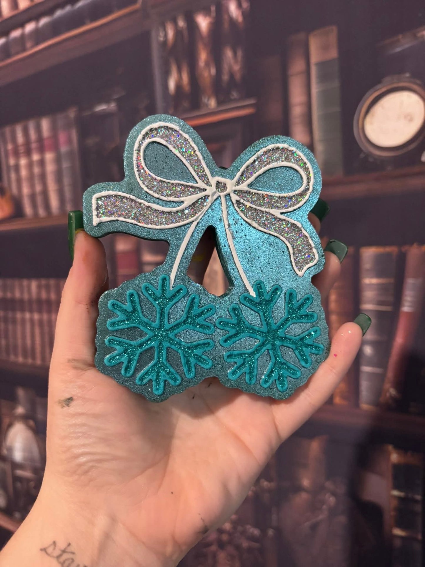 Snowflake Cherries With A Bow Silicone Freshie Mold - Red River Mold Co