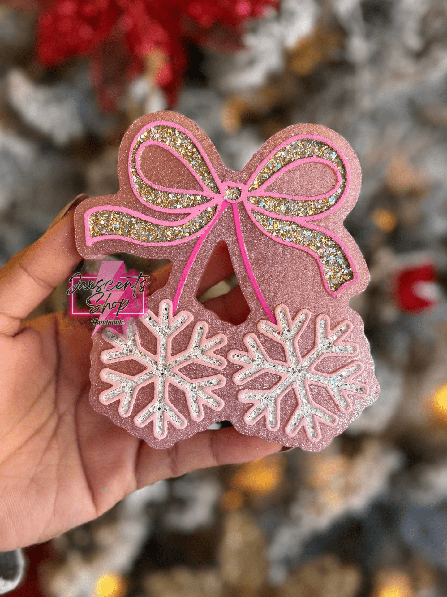 Snowflake Cherries With A Bow Silicone Freshie Mold - Red River Mold Co