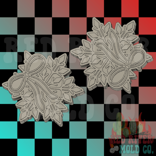 Snowflake with a bow Silicone Double Vent Freshie Mold - Red River Mold Co