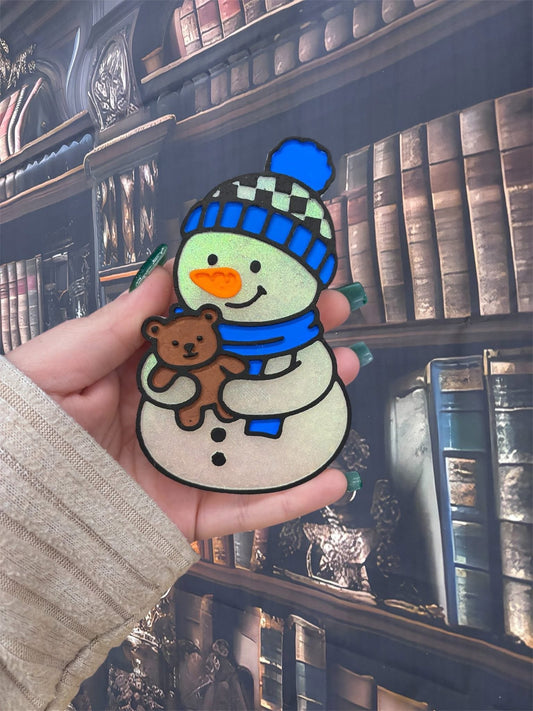 Snowman Holding A Bear Silicone Freshie Mold - Red River Mold Co