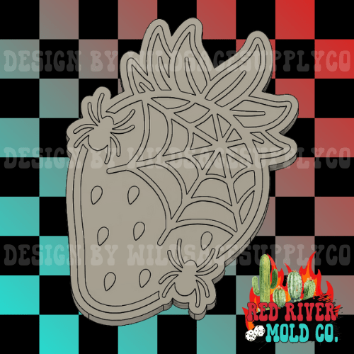 Spooky Spider Web Strawberry Silicone Freshie Mold - Red River Mold Co