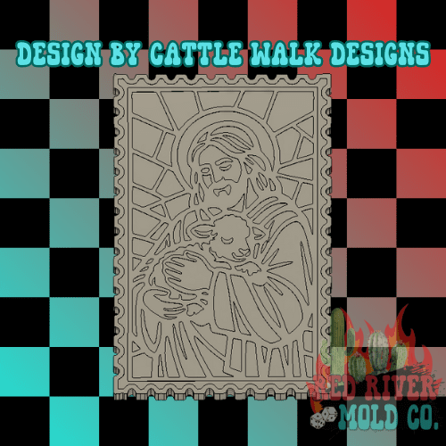 Stained Glass Jesus holding a lamb Silicone Freshie Mold - Red River Mold Co