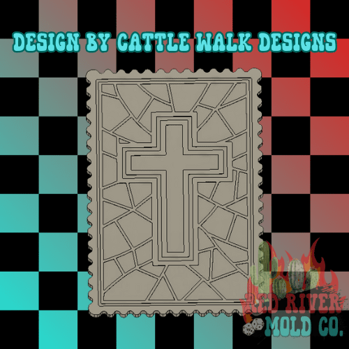 Stained Glass Rectangle with Cross Silicone Freshie Mold - Red River Mold Co