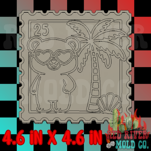 Summer Vacation Bear Stamp silicone freshie mold - Red River Mold Co