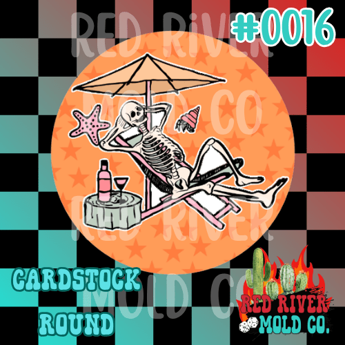 Summer Vacation Skeleton cardstock round - Red River Mold Co