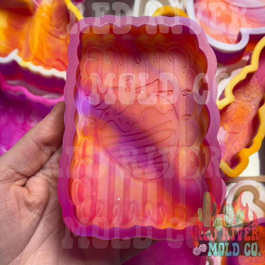 Swirly Frame with stripes & a Chocolate Strawberry Silicone Freshie Mold (V - day Box Design) - Red River Mold Co