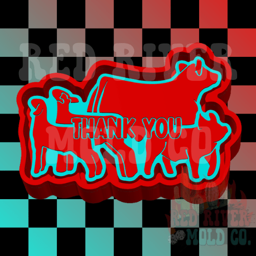 Thank You Show Animals Silicone Freshie Mold - Red River Mold Co