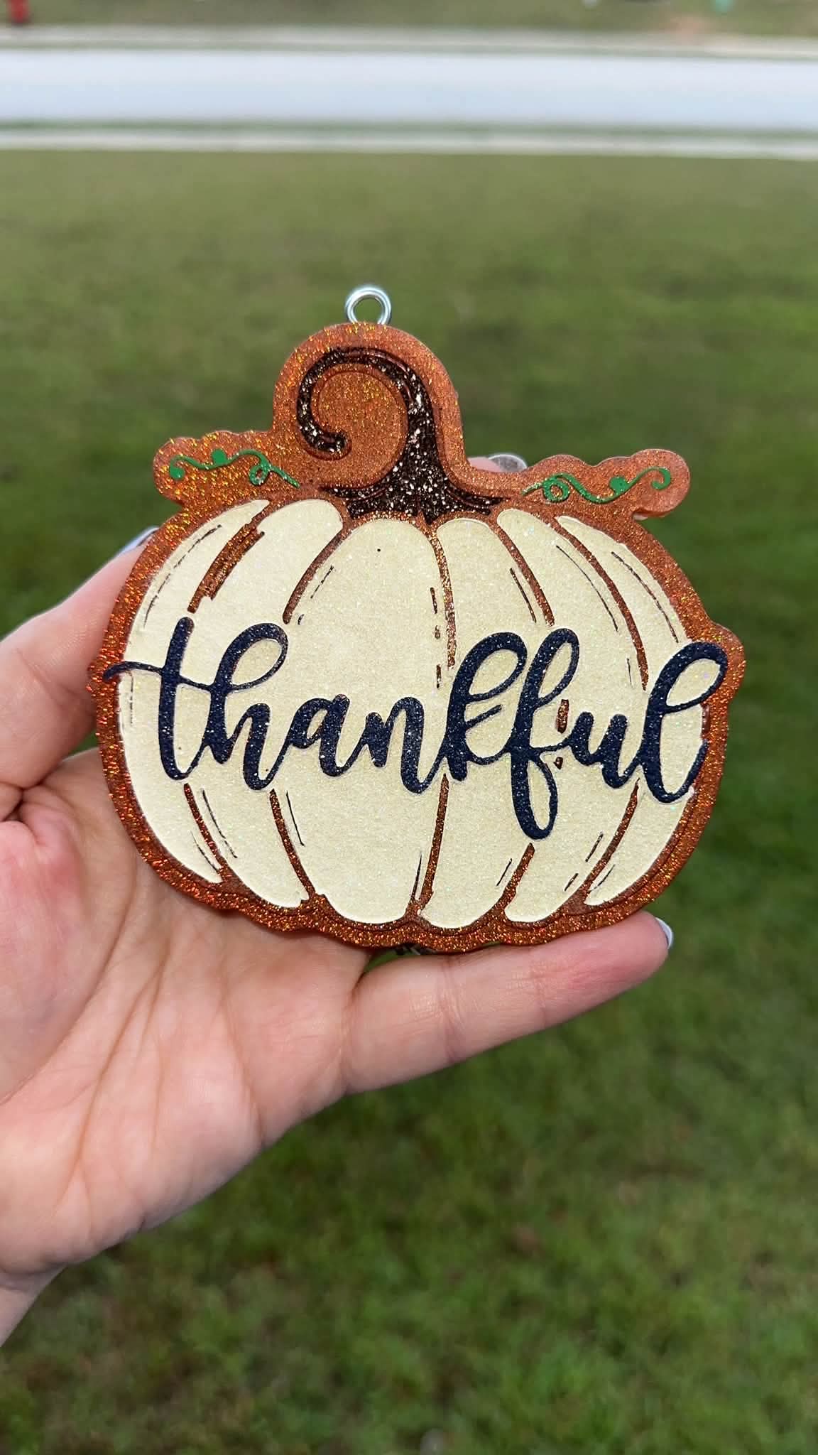 Thankful Pumpkin With Detail Silicone Freshie Mold - Red River Mold Co