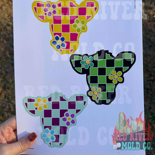The Freshie Junkie Checkered Cow with Flowers cardstock grab bag - Red River Mold Co