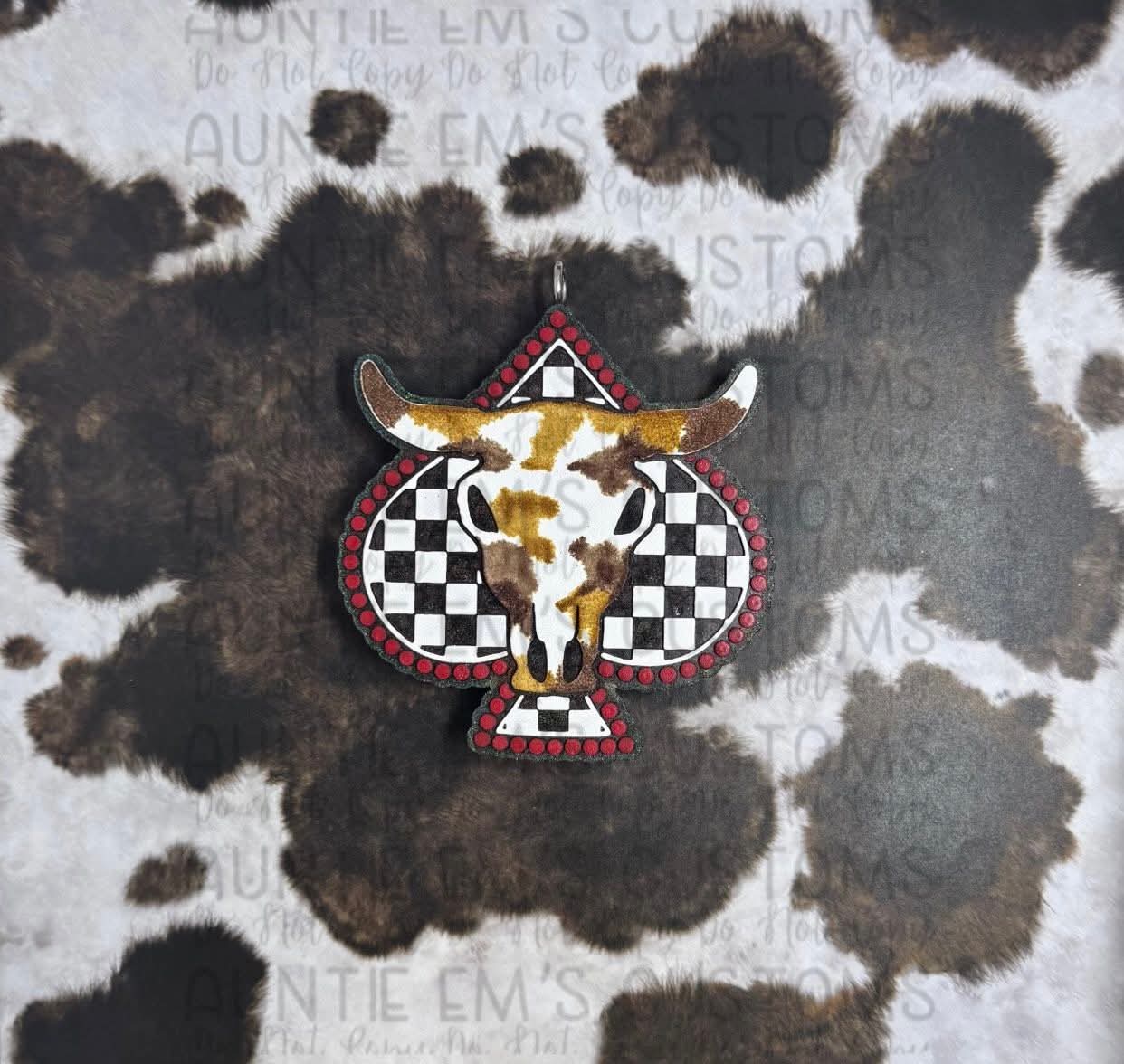 Turquoise Jewelry Checkered Spade Bull Silicone Freshie Mold - Red River Mold Co