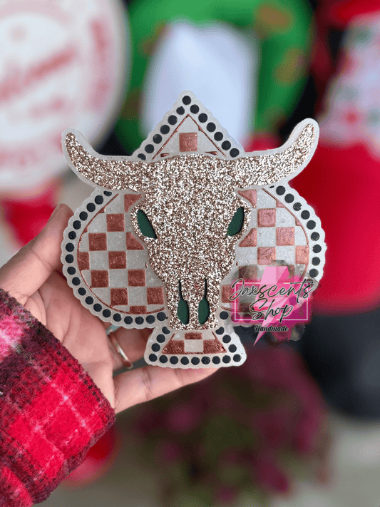 Turquoise Jewelry Checkered Spade Bull Silicone Freshie Mold - Red River Mold Co