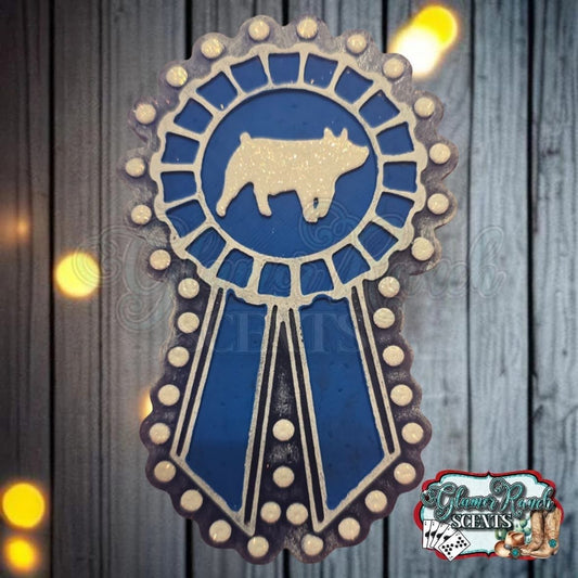Turquoise Pig Show Ribbon Silicone Freshie Mold - Red River Mold Co
