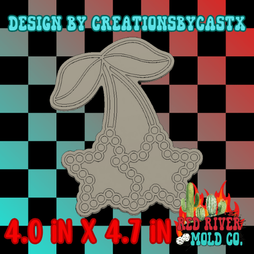 Turquoise Star Cherries Silicone Freshie Mold - Red River Mold Co