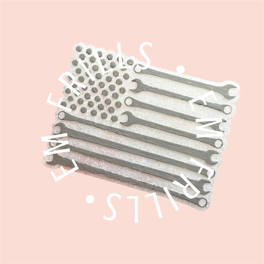 USA Flag made of tools Silicone Freshie Mold - Red River Mold Co