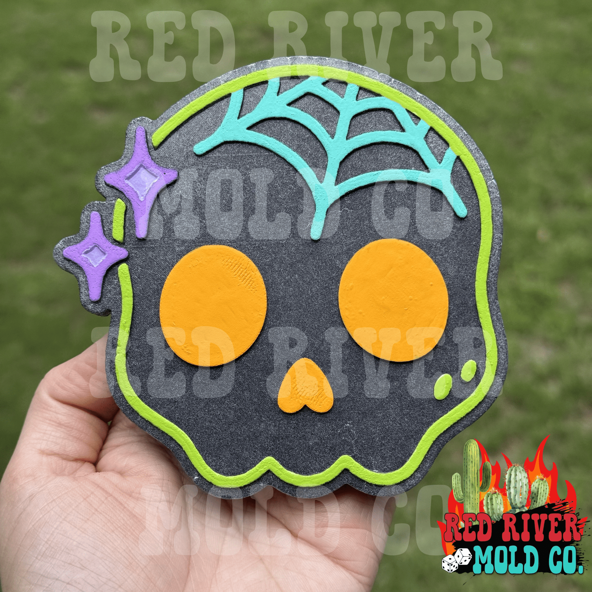 Web Skull silicone freshie mold - Red River Mold Co