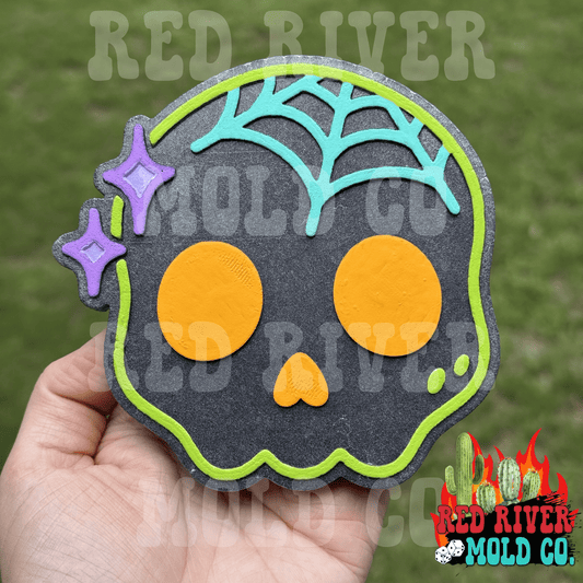 Web Skull silicone freshie mold - Red River Mold Co