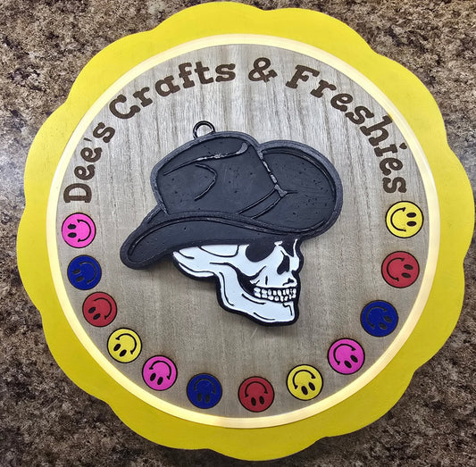 Western Skull with Cowboy Hat Silicone Freshie Mold - Red River Mold Co