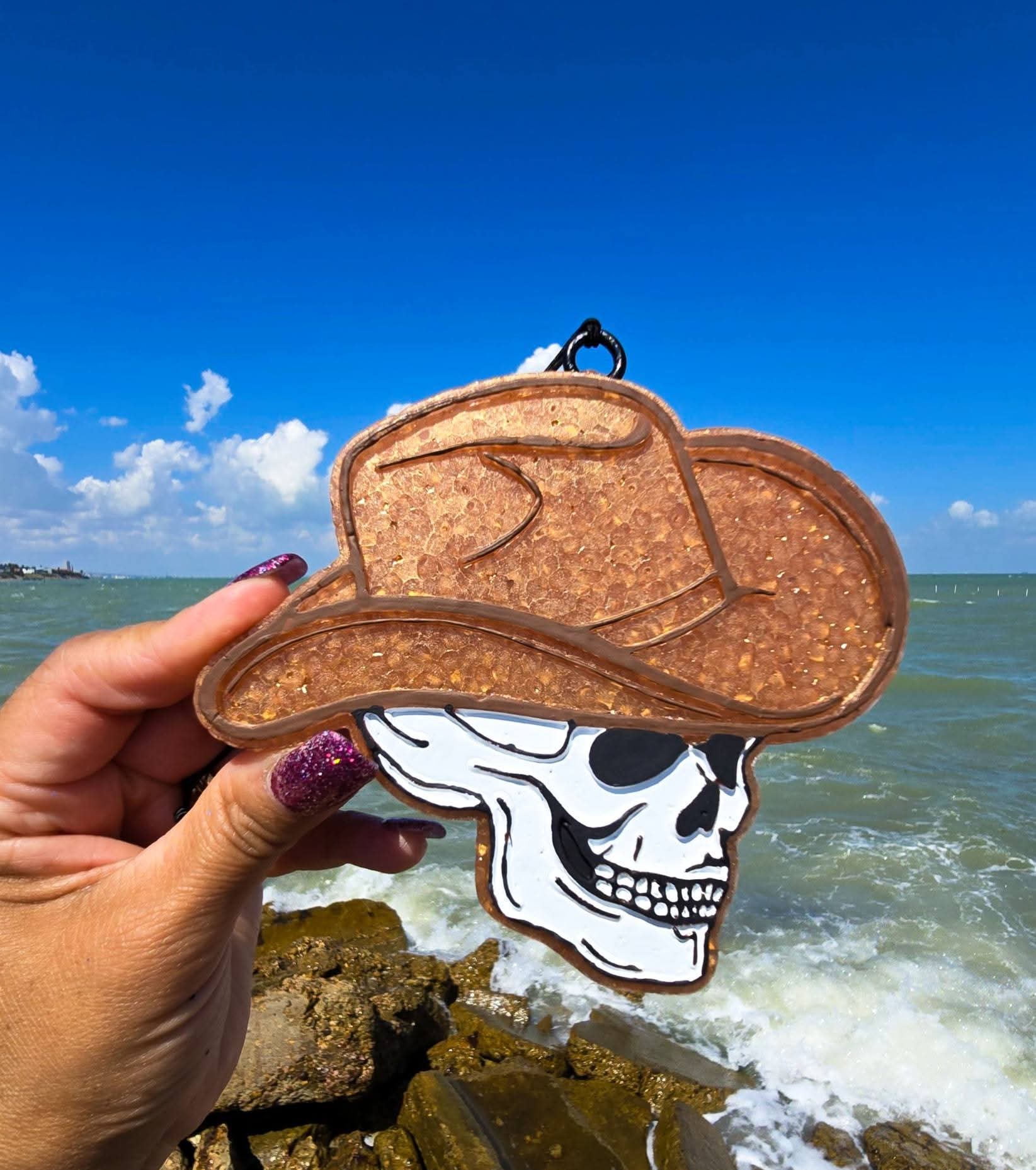 Western Skull with Cowboy Hat Silicone Freshie Mold - Red River Mold Co