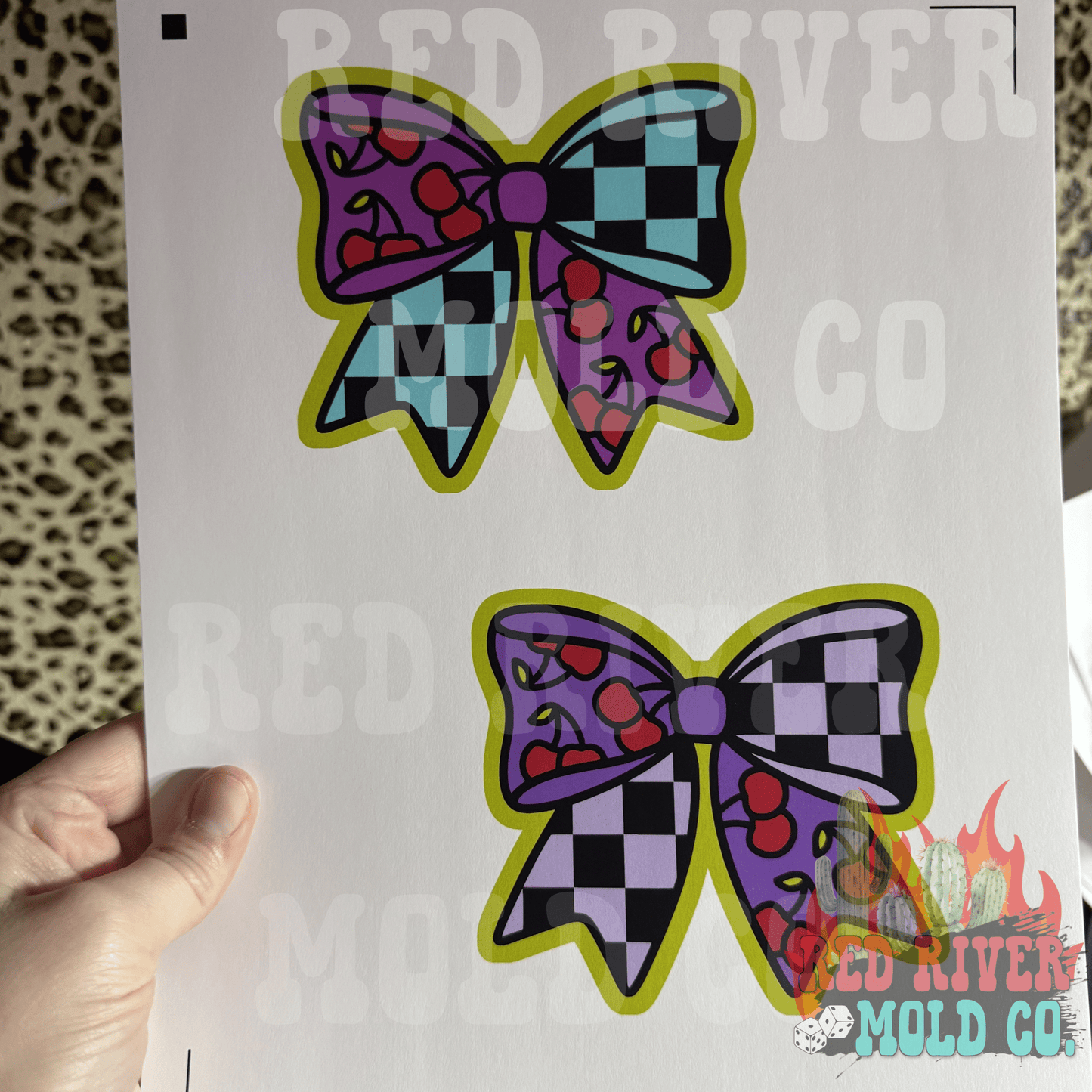 Whimsical Wiffs checkered cherry bow cardstock grab bag - Red River Mold Co