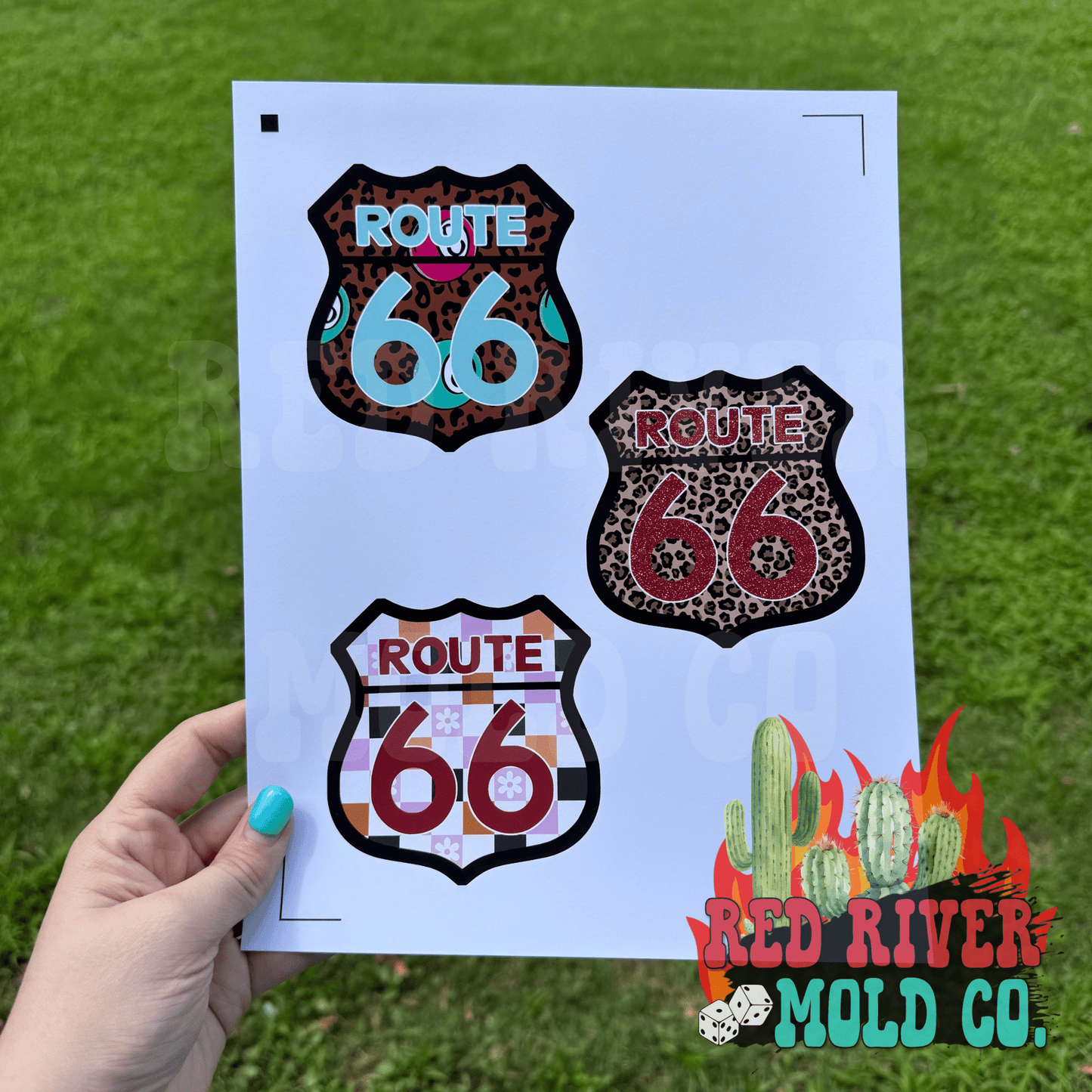 Whimsical Wiffs Route 66 Sign cardstock grab bag - Red River Mold Co