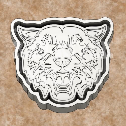 Wild Cat With Star Eyes Mascot Silicone Freshie Mold - Red River Mold Co