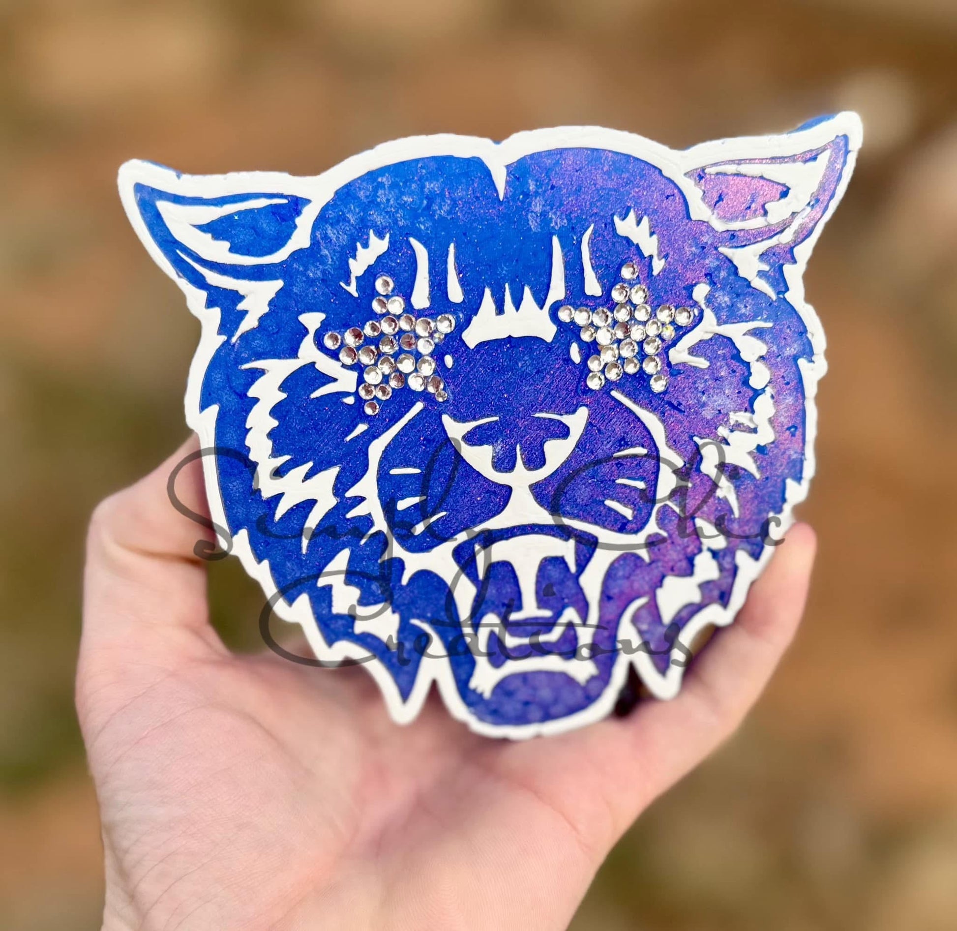 Wild Cat With Star Eyes Mascot Silicone Freshie Mold - Red River Mold Co