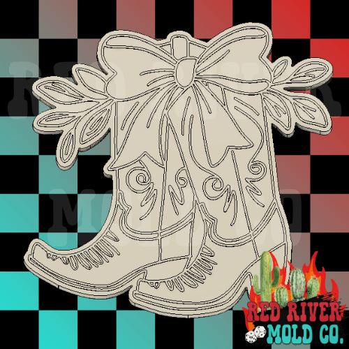 Winter Holly Boots with a Bow Silicone Freshie Mold - Red River Mold Co