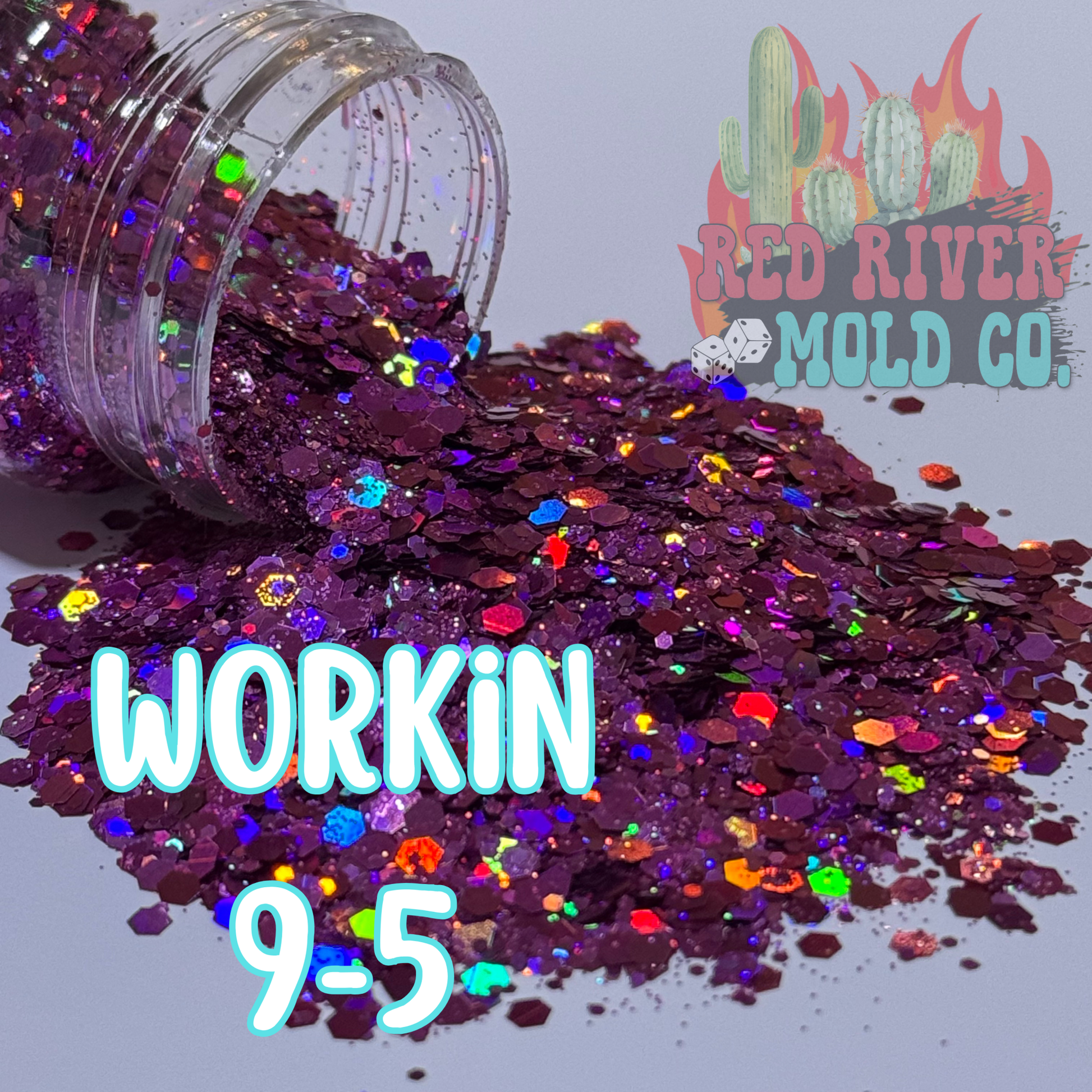 Workin 9 - 5 Premium Chunky Glitter (Holographic) - Red River Mold Co