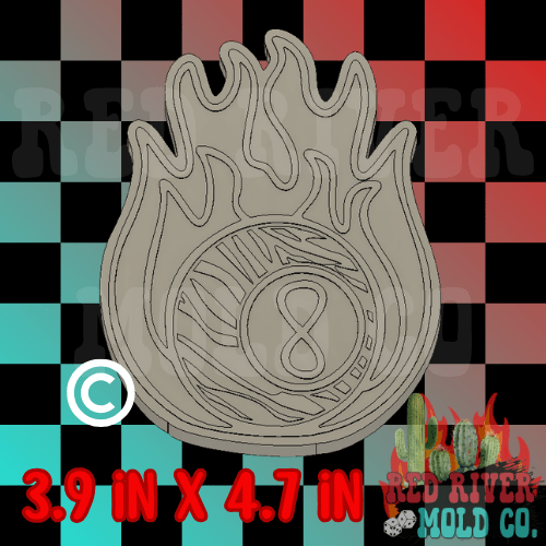 Zebra print 8 Ball on Fire Silicone Freshie Mold RRMC Exclusive - Red River Mold Co